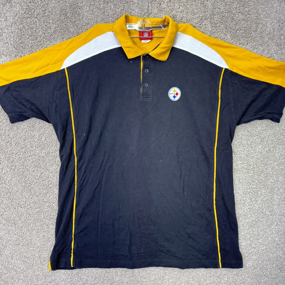 Pittsburgh Steelers Polo Mens 2XL Black Yellow NFL VF Imagewear EUC